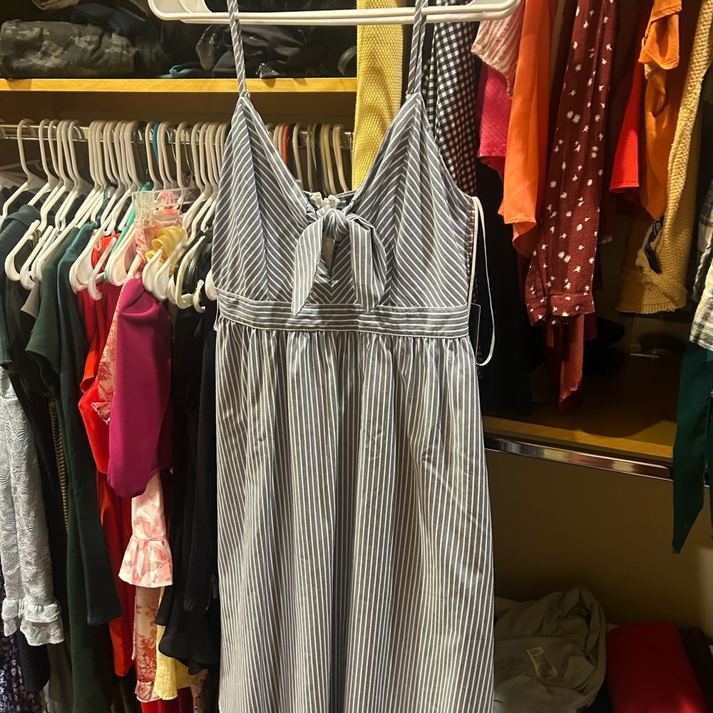 Striped Navi Midi Dress